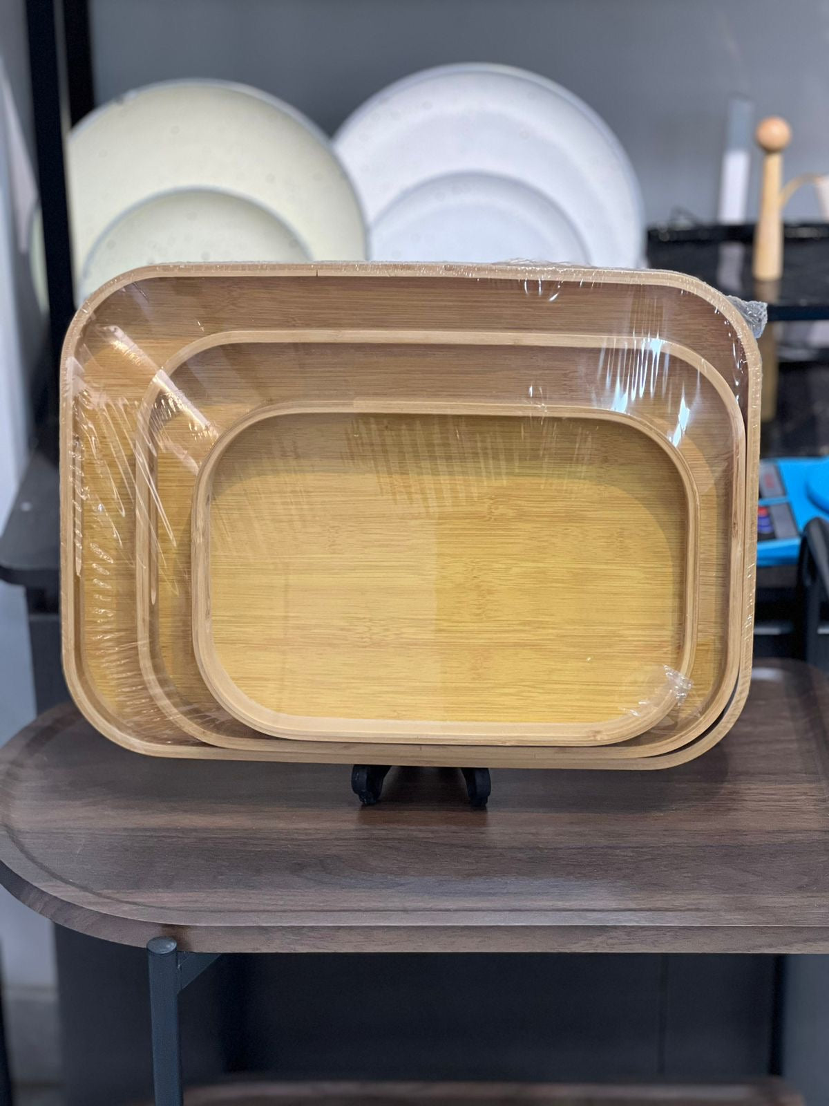 3-Piece Bamboo Serving Tray Set