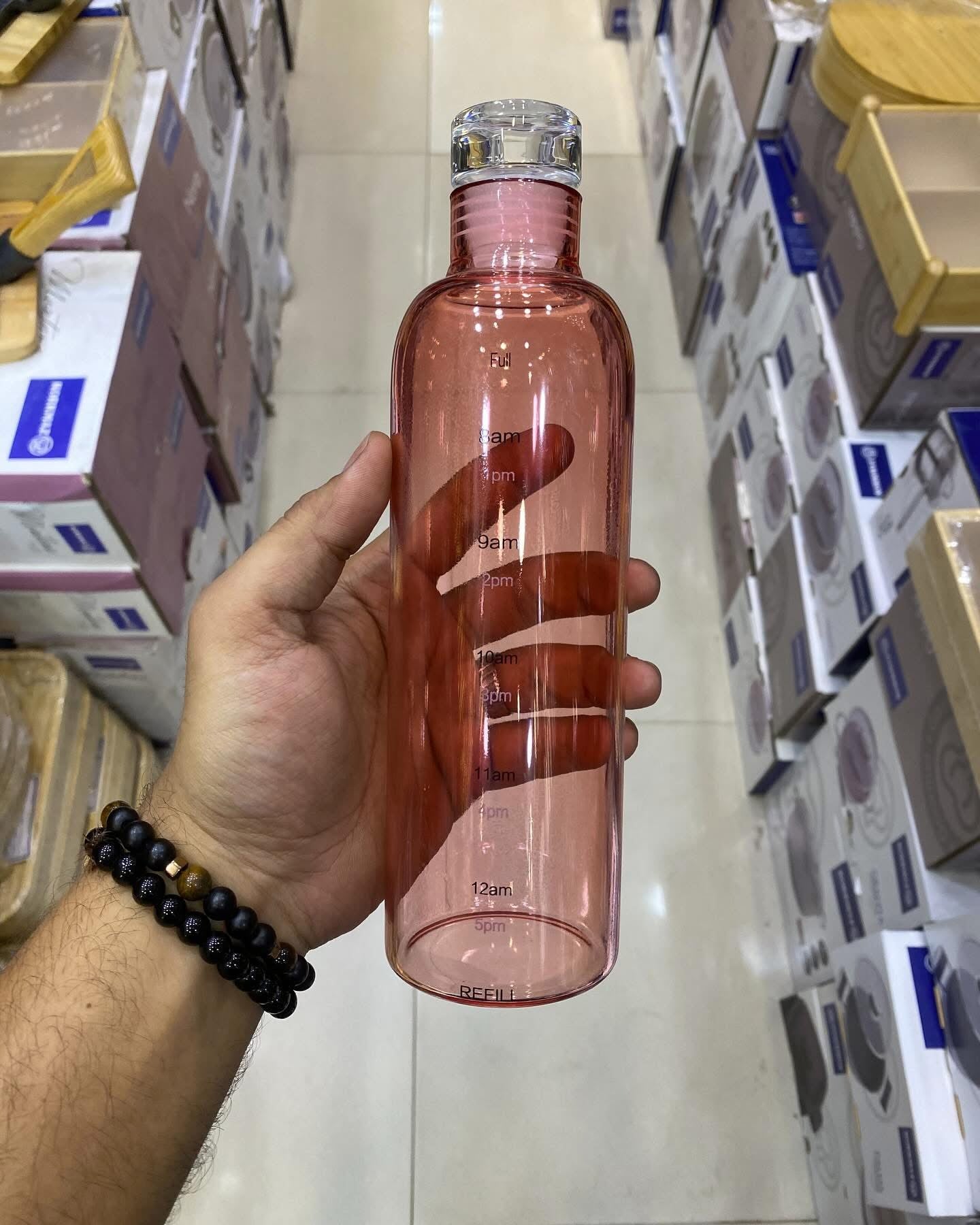 550Ml Gradient Borosilicate Glass Water Bottle With Time Marking