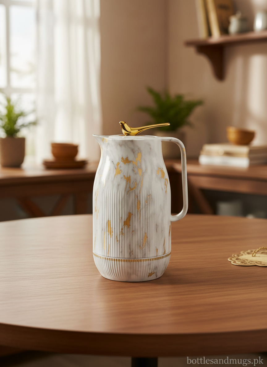 Arabic-style insulated thermal coffee carafe or vacuum flask - 1L