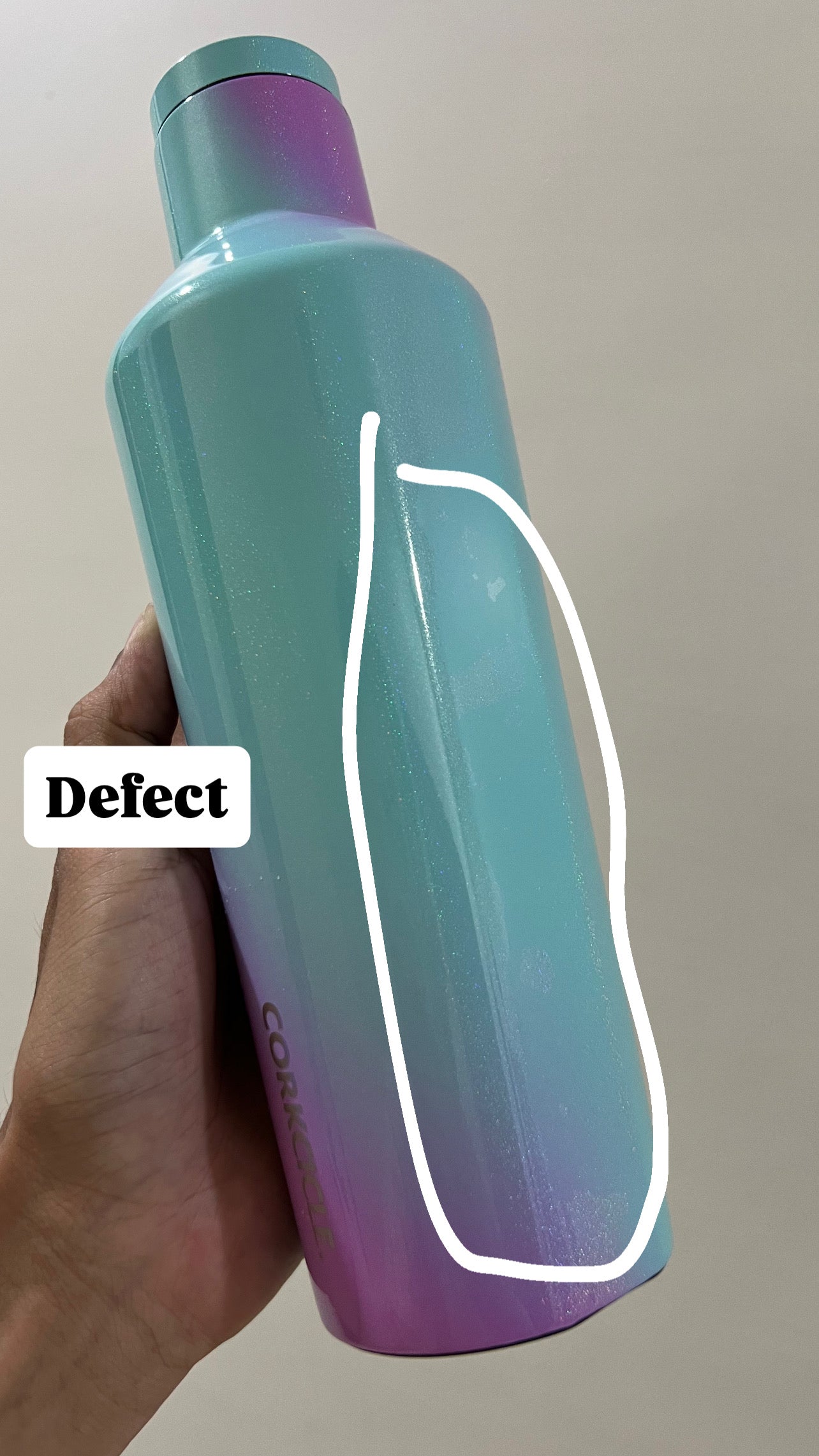 Corkcicle Canteen 16oz - Triple Insulated Stainless Steel Water Bottle | Iridescent Cotton Candy