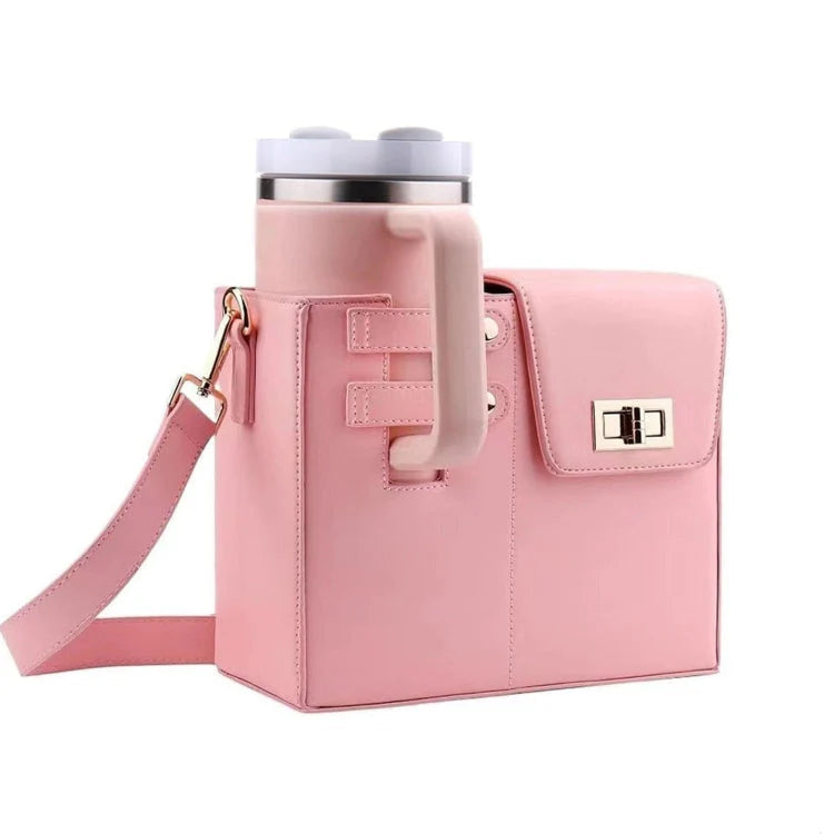 Crossbody Water Cup Storage Bag, Outdoor Water Bottle Carrier Bag With Storage Pocket, Tumbler Carrier Office Bag For Girls (Stanley Quencher Purse)