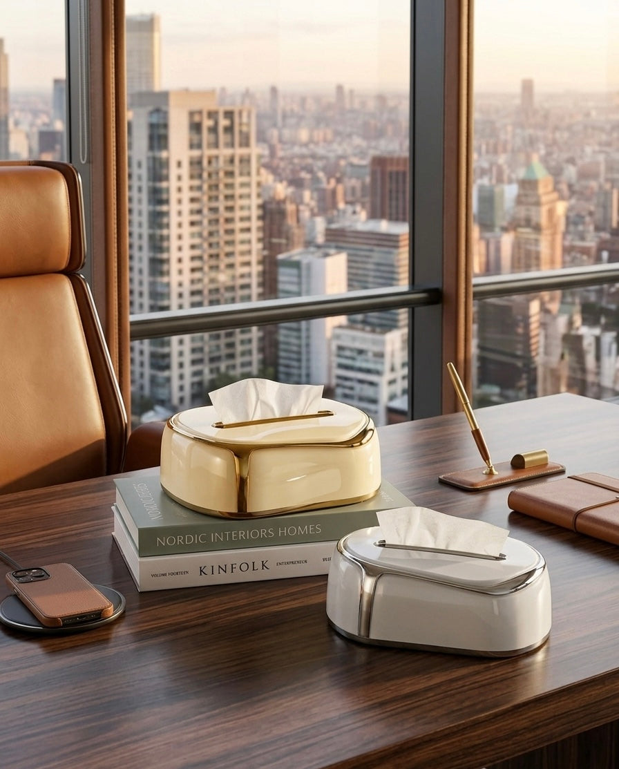 Luxury Chrome Tissue Box Holder – Modern Elegant Tissue Box Cover for Home & Office
