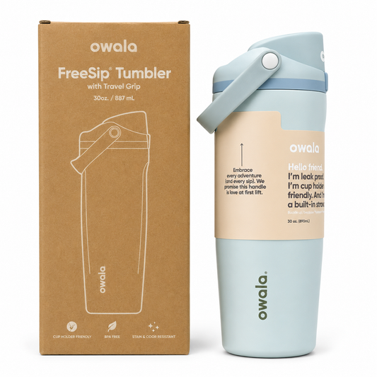 Owala FreeSip 30oz Stainless Steel Tumbler – Light Blue Insulated Travel Tumbler with Handle