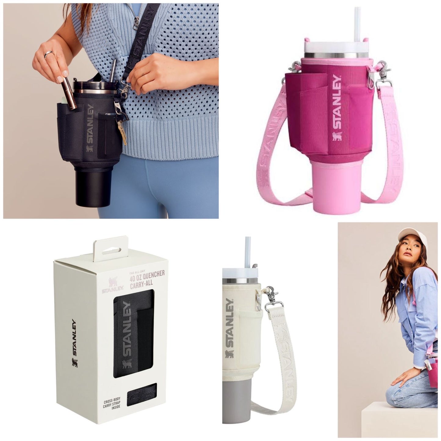 Stanley 40oz Quencher Carry-All Crossbody Tumbler Bag with Strap & Pocket