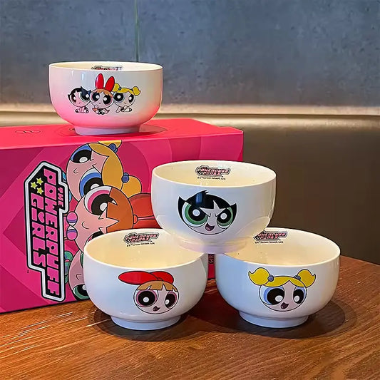 NEW POWERPUFF GIRLS CERAMIC BOWLS 4PCS SET WITH ORIGINAL GIFT BOX