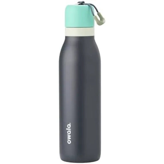 Owala FreeSip Twist Insulated Stainless Steel Water Bottle – Dark Grey & Mint Green | 24oz