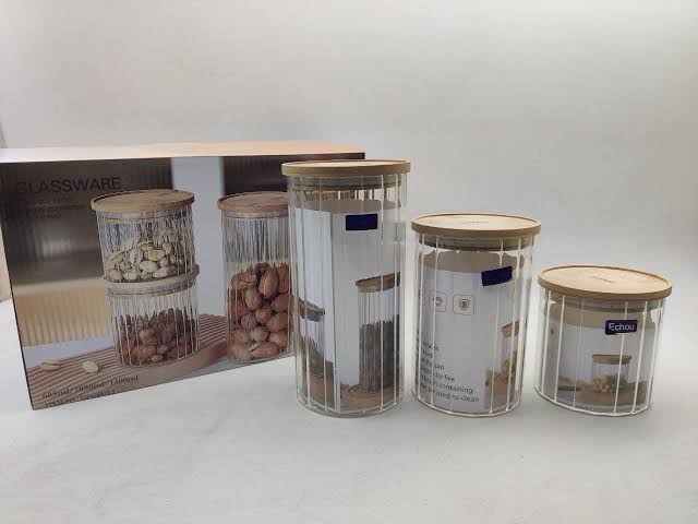 Echou 3Pcs Airtight Glass Jars Set