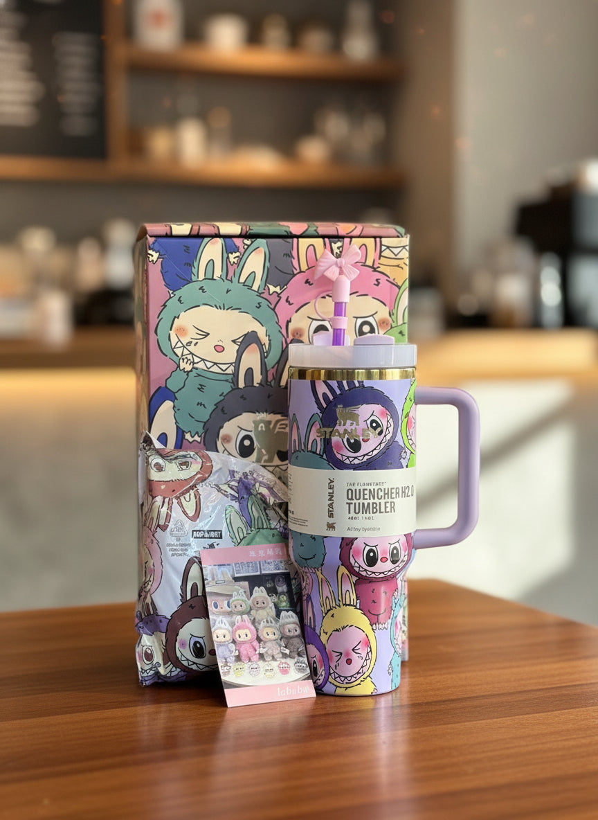 Stanley X Labubu Quencher Flow-State 2.0 Tumbler 40oz with Labubu Doll