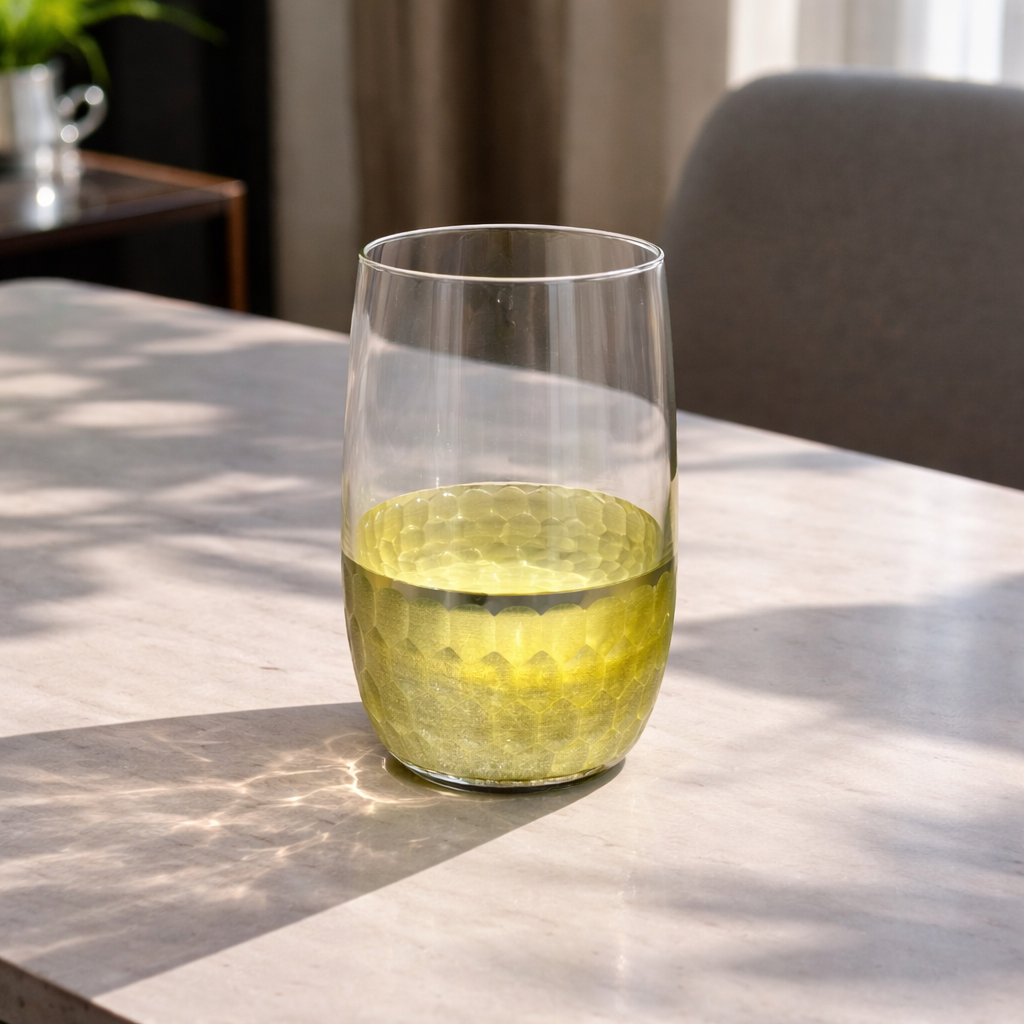 Luxury Tableware Glass Set of 6 – Crystal Clear with Golden Accent Base