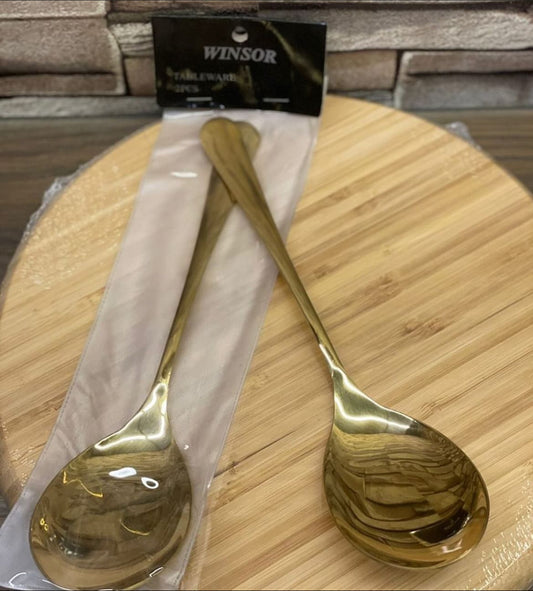 Winsor Tableware Stainless Steel Gravy Serving Spoon Golden (Pack of 2)