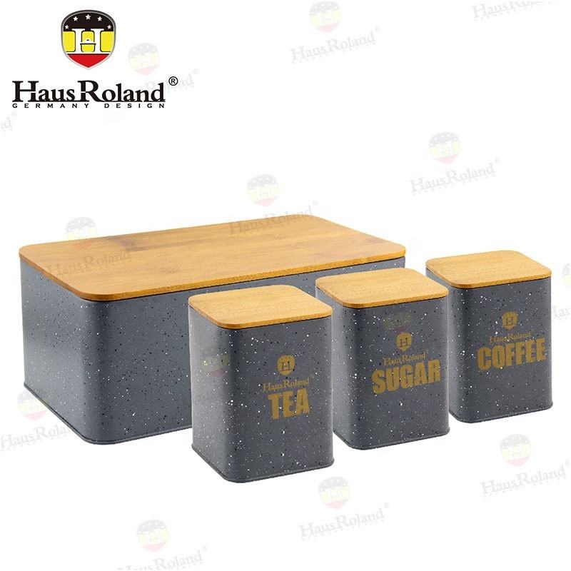 HausRoland Deluxe Bread Bin & Canister Combo 4Pcs Set