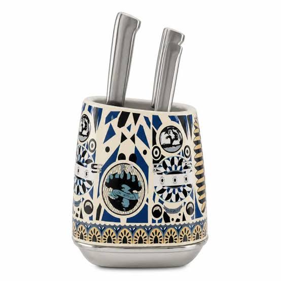 SMEG x Dolce & Gabbana Blu Mediterraneo 7-Piece Knife Block Set – Luxury Italian Kitchen Knife Collection