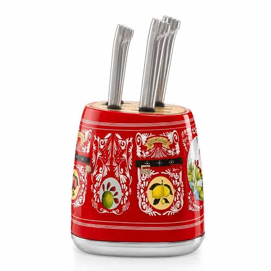SMEG x Dolce & Gabbana “Sicily Is My Love” 7-Piece Knife Block Set – Italian Designer Kitchen Knife Collection