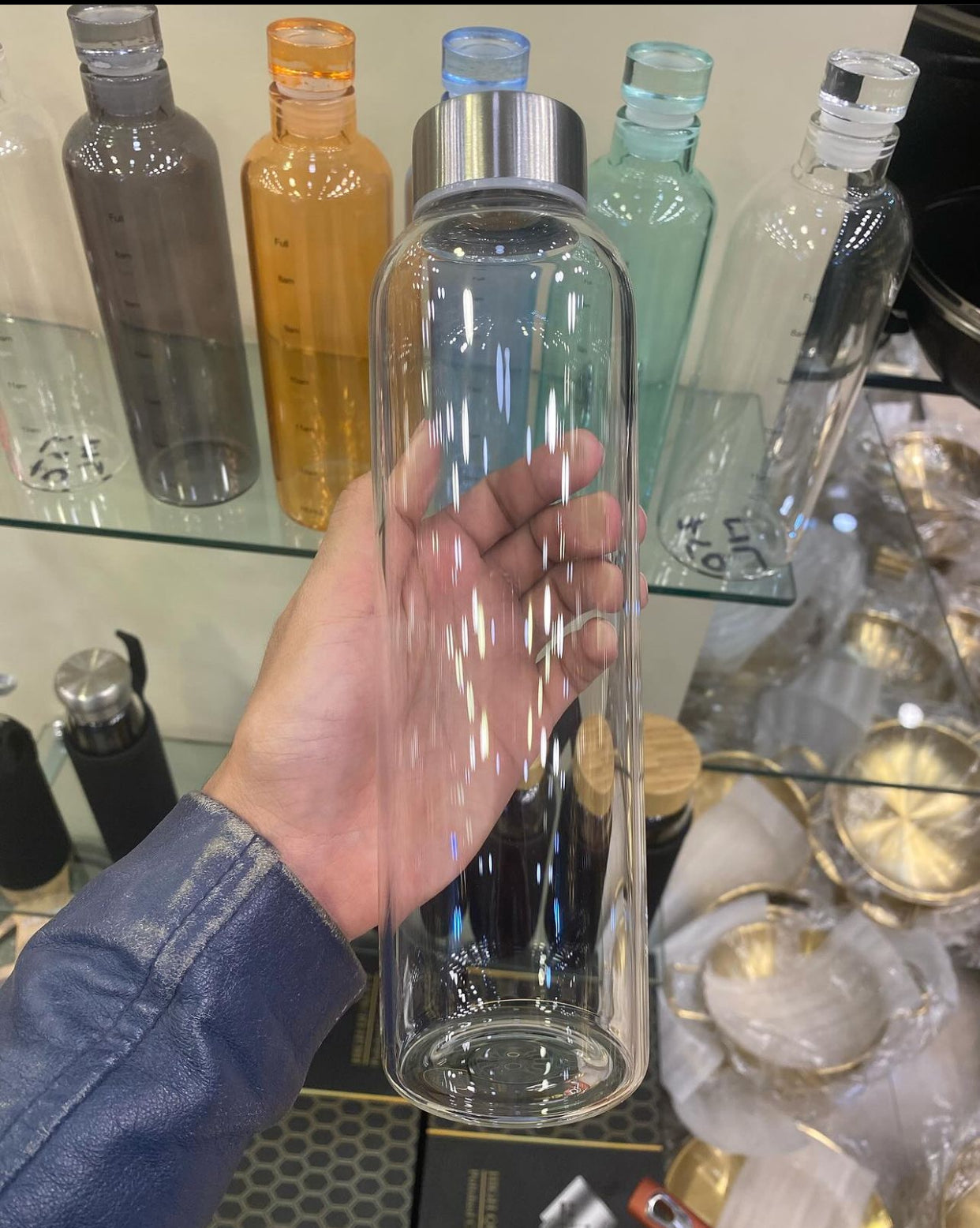 Borosilicate Glass Water Bottle With Black Sleeve | 550Ml & 1000Ml