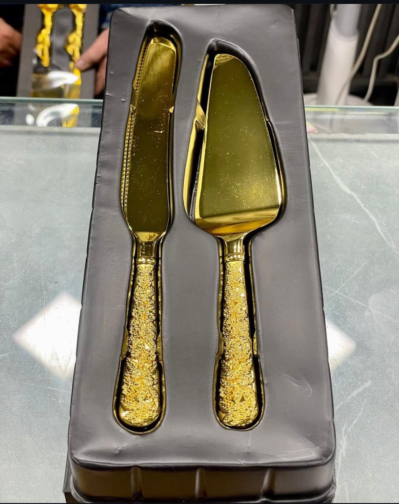Wedding Cake Cutter Spatula Set Pie Cutter Server Kit Golden Zinc Alloy Cake Cutter Server Set Long Handle Pastry for Wedding