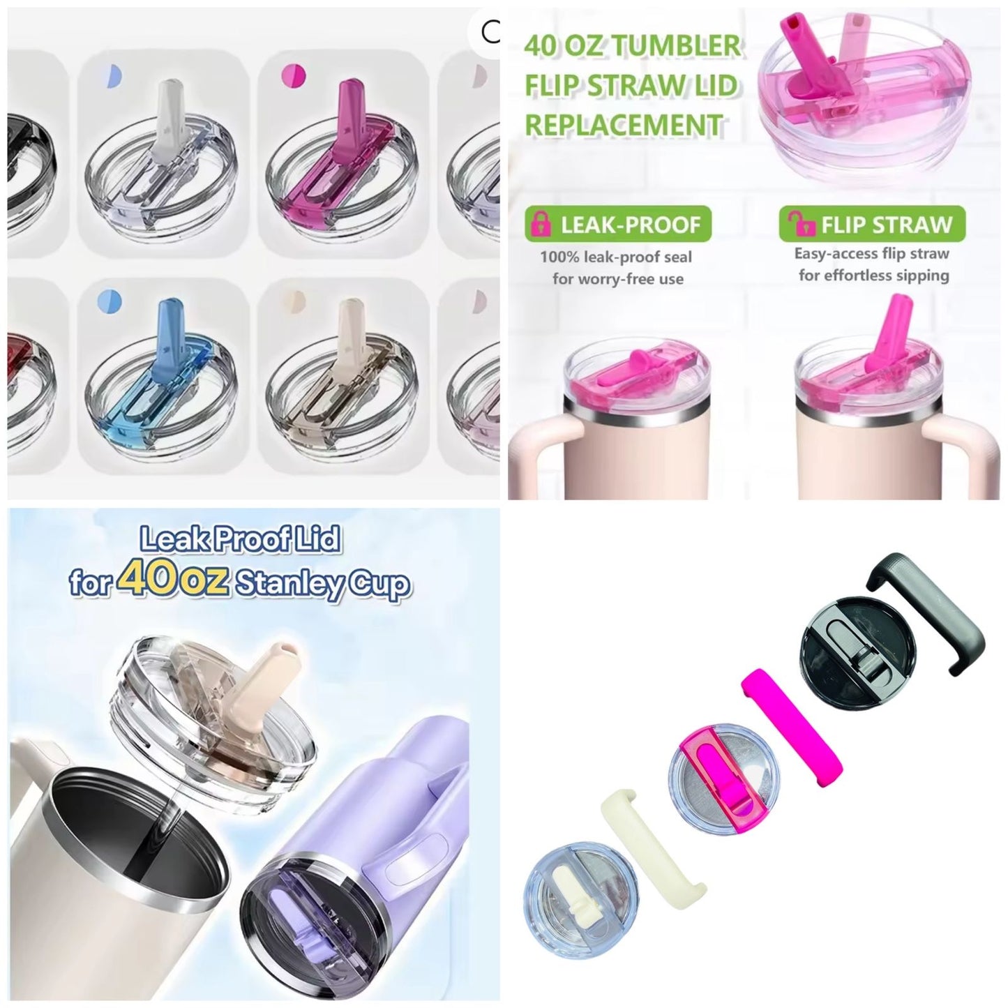 3 PCS Set with Leak Proof Cap , Straw and Handle High Quality Same as Original Stanley