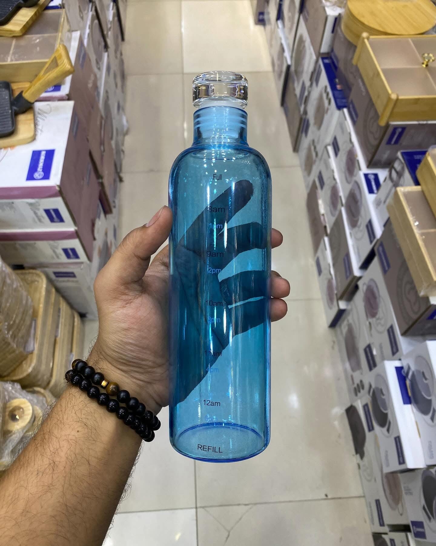 550Ml Gradient Borosilicate Glass Water Bottle With Time Marking