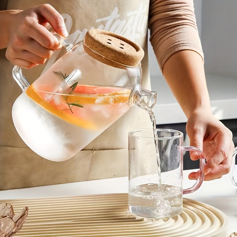 Nordic Borosilicate Glass Teapot with Wood Lid Stove Proof