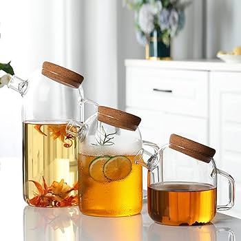 Nordic Borosilicate Glass Teapot with Wood Lid Stove Proof