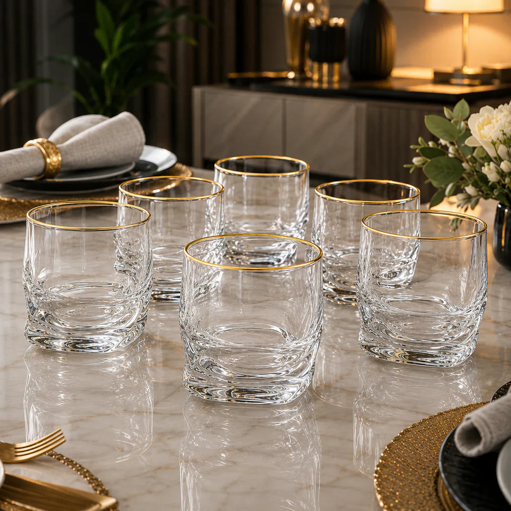 6 Pcs Gold Rim Glass Set
