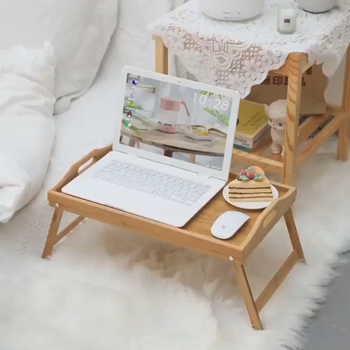Foldable Wooden Bed Table – 50x30 cm | Multipurpose Laptop & Breakfast Tray
